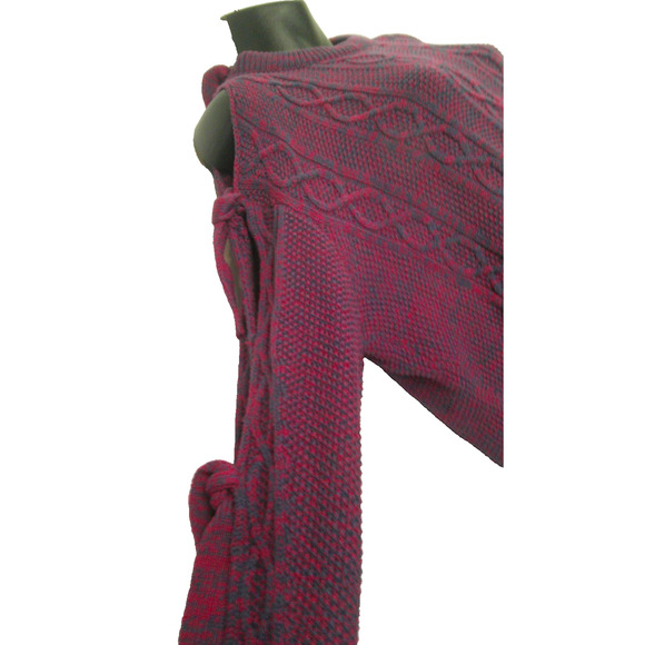 Project Naadam Women's Medium Cold Shoulder Knit Woven Sweater with Tie Sleeves - Picture 3 of 9